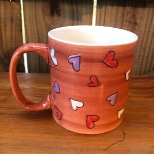 Eddie Bauer Collectible Multicolor Hearts Large Ceramic Coffee Mug